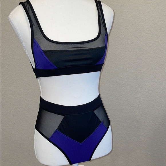 Intermix Black and Purple Mesh Bikini Set both fit like size S - Picture 1 of 10